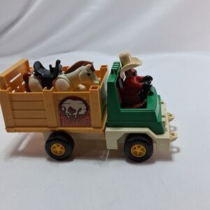1979 Fisher Price Husky Helper #330 Rodeo Rig Truck w/Cowboy and horse
